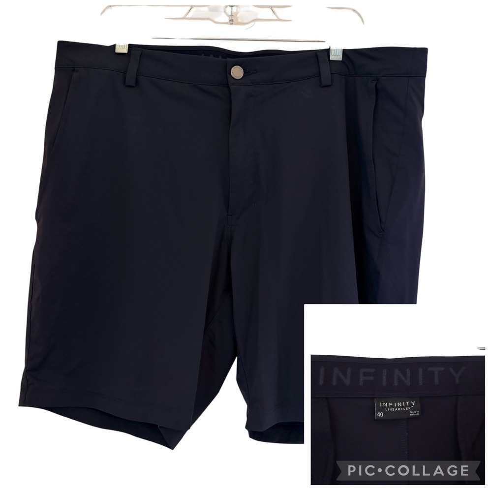 Infinity LinearFlex Performance Shorts 40 Fit 38 Black Athletic Nylon Spandex